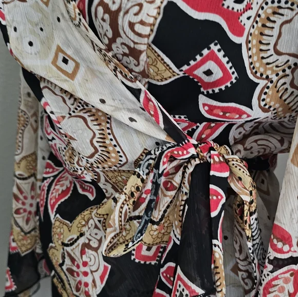 Rampage Y2K boho western sheer wrap blouse - Picture 3 of 8